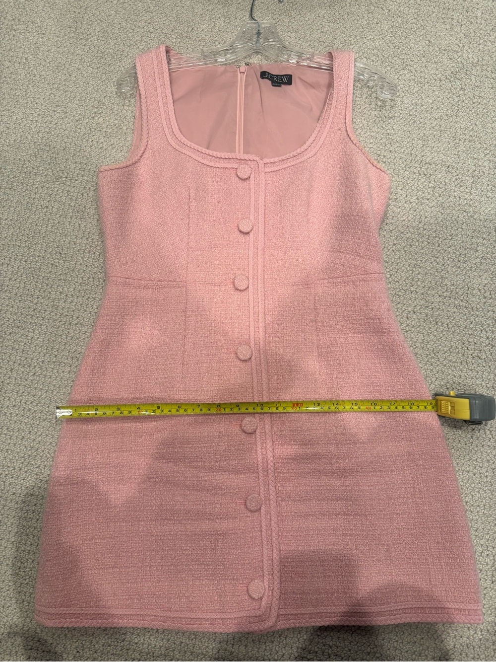 J. Crew Pink Bouclé Tweed Button-Front Tank Dress - Picture 6 of 6